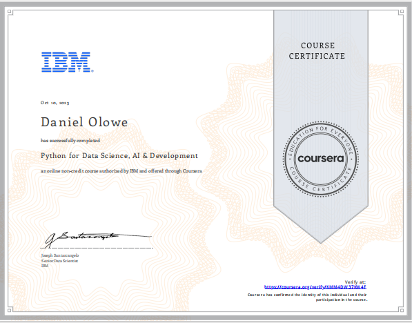 Python for AI and Data Science certificate